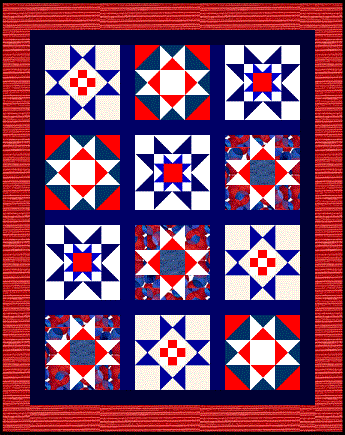 Star Spangled Vet Lap Quilt Pattern for Digital Download